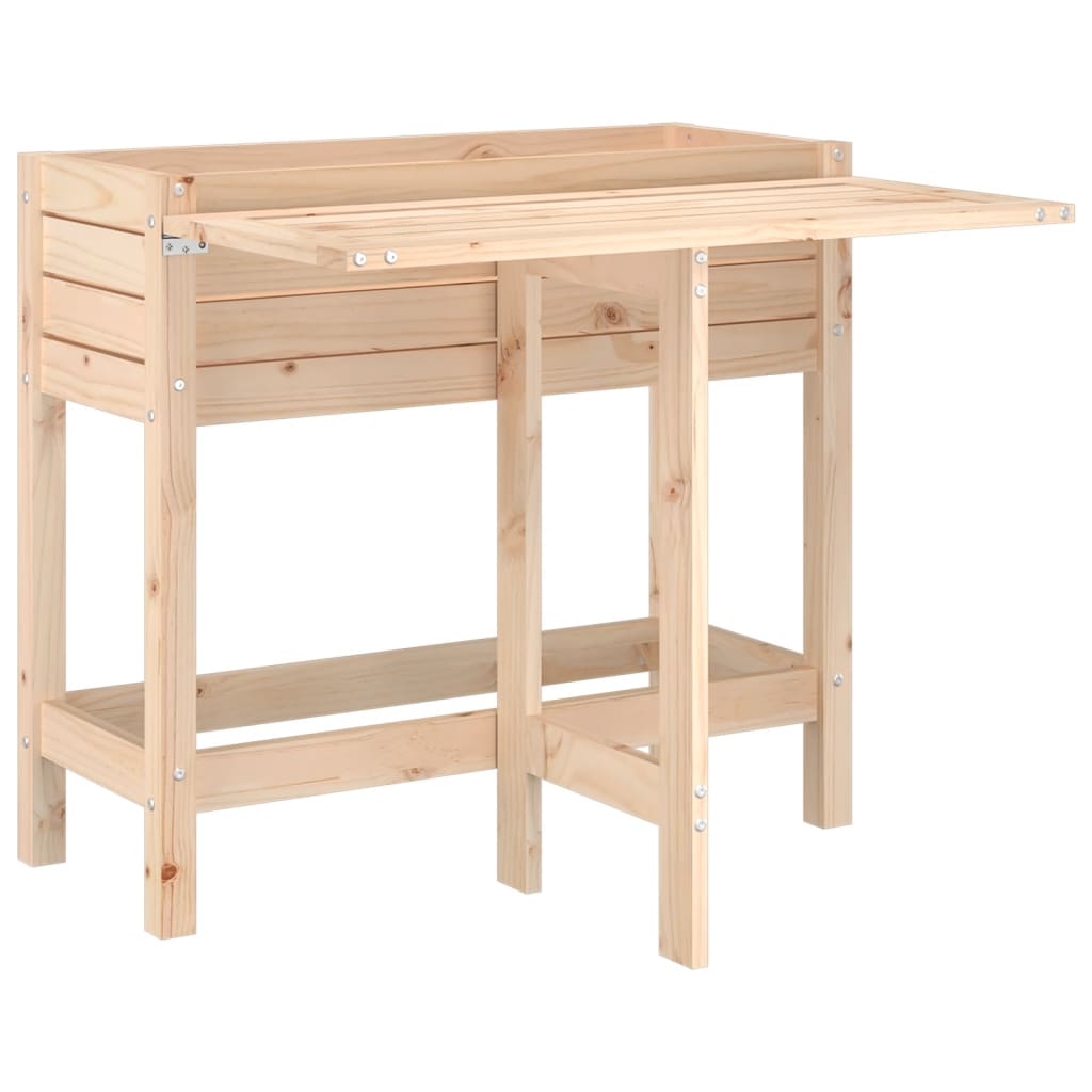 Jardinera con tapa plegable madera maciza de pino
