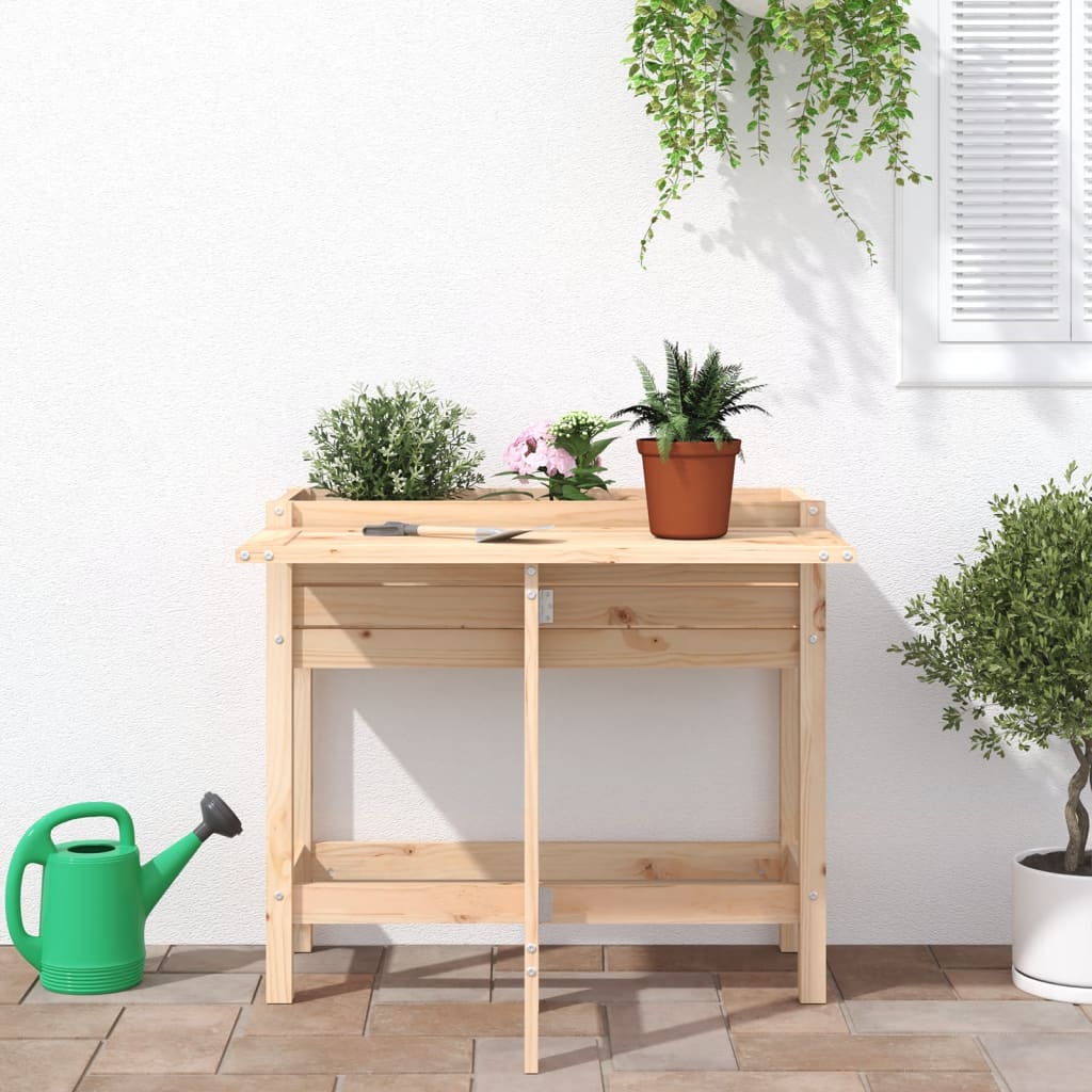 Jardinera con tapa plegable madera maciza de pino