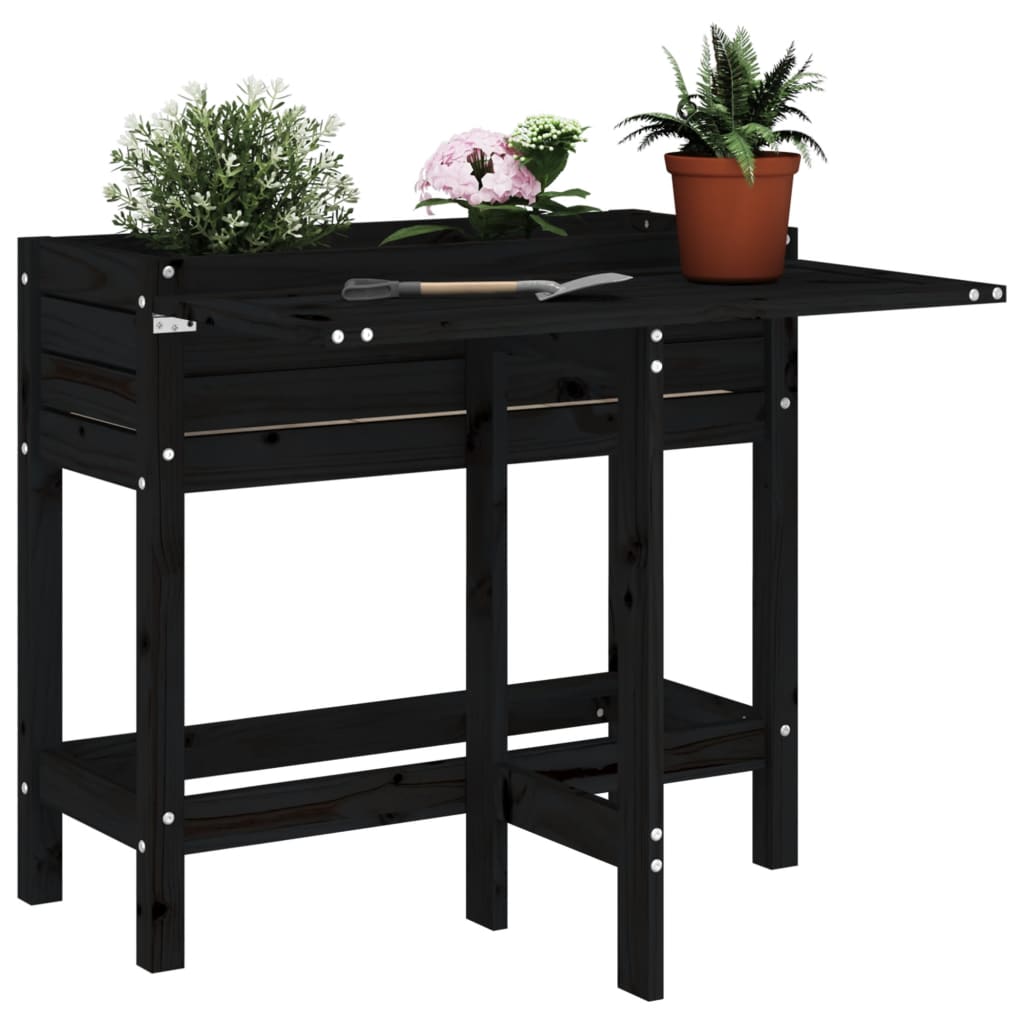Jardinera con tapa plegable madera maciza de pino