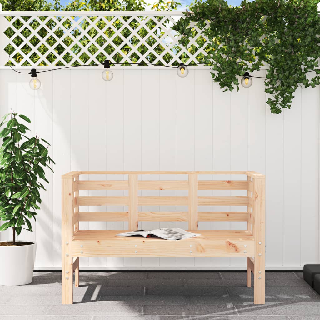 Banco de jardín madera maciza de pino 111,5x53x71 cm