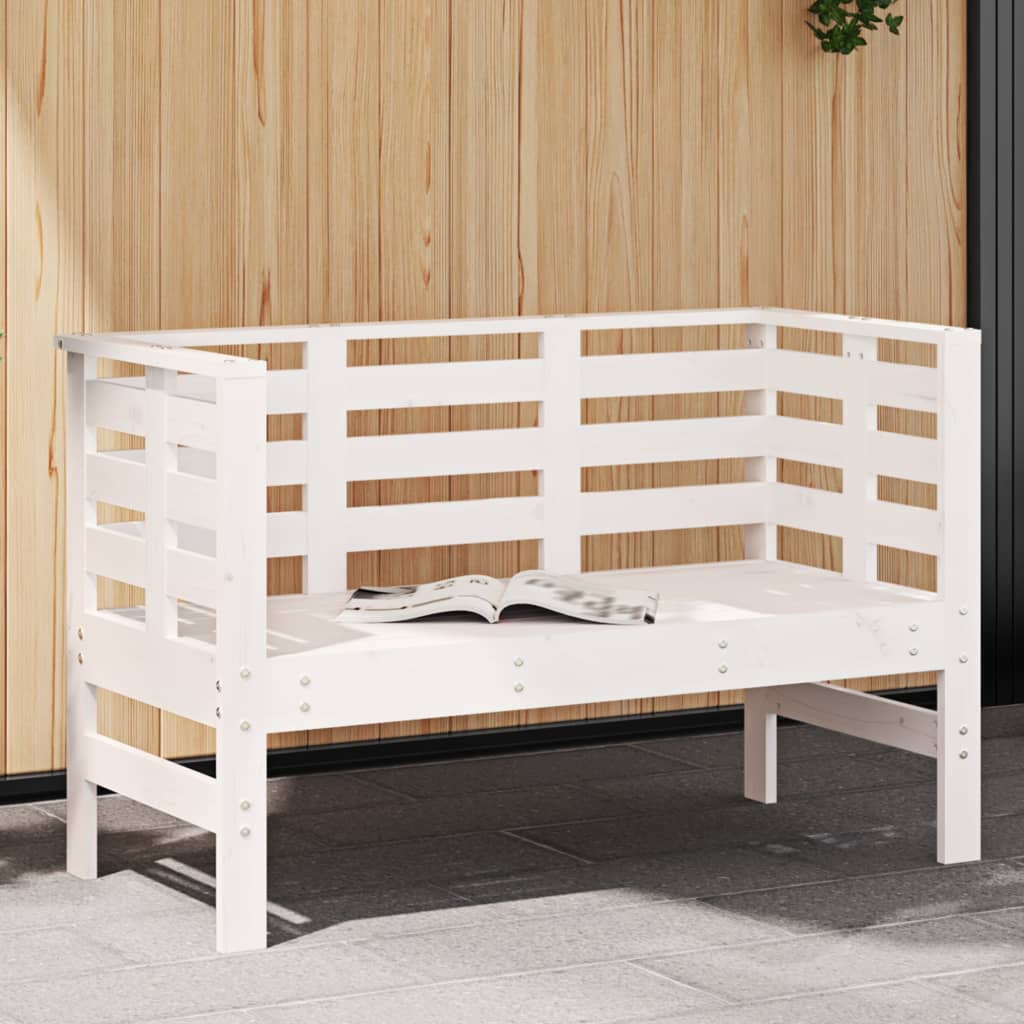 Banco de jardín madera maciza de pino 111,5x53x71 cm