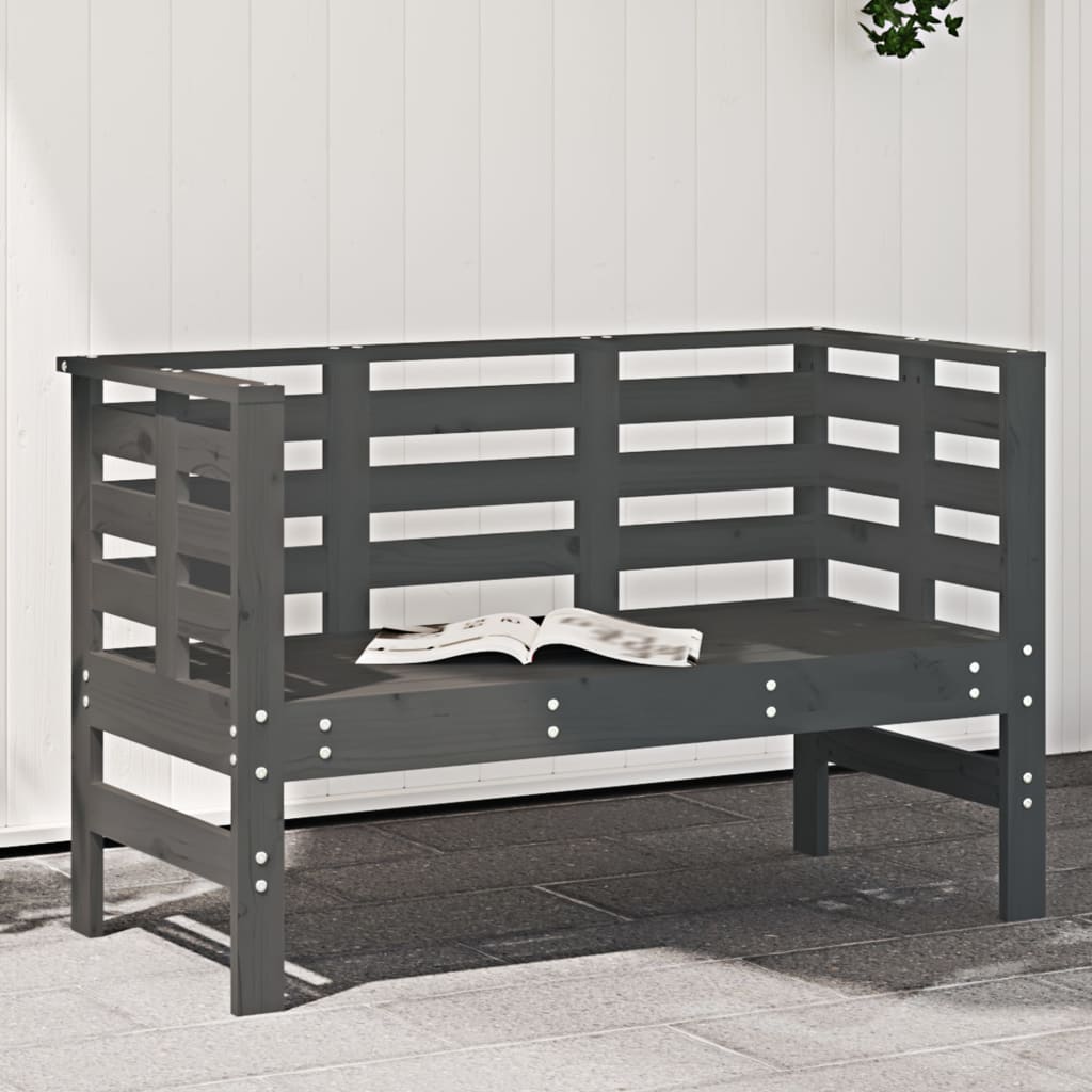 Banco de jardín madera maciza de pino 111,5x53x71 cm