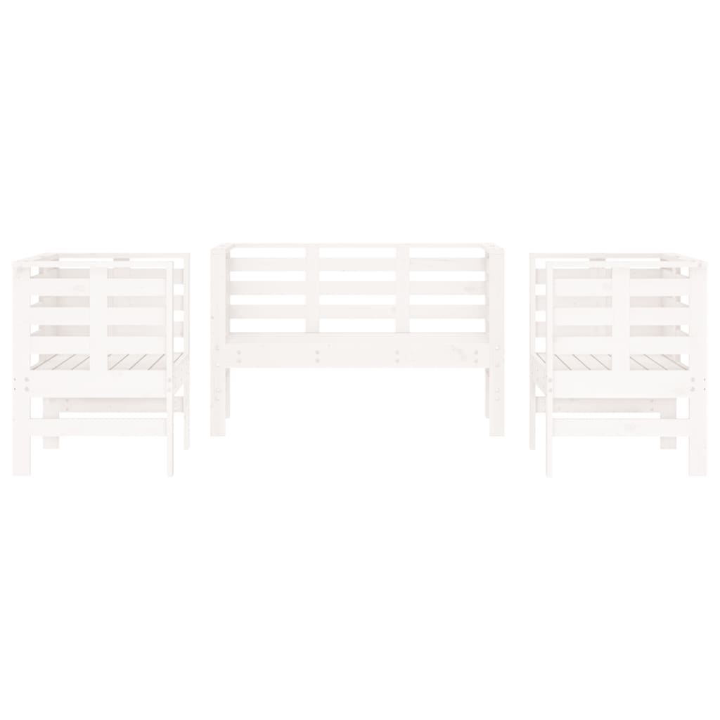 Juego de muebles de jardín 3 pzas madera maciza de pino blanco