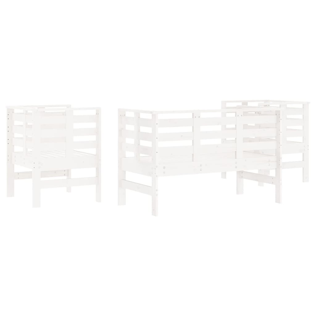 Juego de muebles de jardín 3 pzas madera maciza de pino blanco