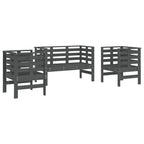 Juego de muebles de jardín 3 pzas madera maciza de pino gris