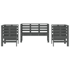 Juego de muebles de jardín 3 pzas madera maciza de pino gris