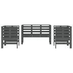 Juego de muebles de jardín 3 pzas madera maciza de pino gris
