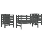 Juego de muebles de jardín 3 pzas madera maciza de pino gris