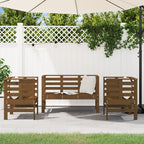 Juego de muebles jardín 3 pzas madera maciza pino marrón miel