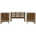 Juego de muebles jardín 3 pzas madera maciza pino marrón miel
