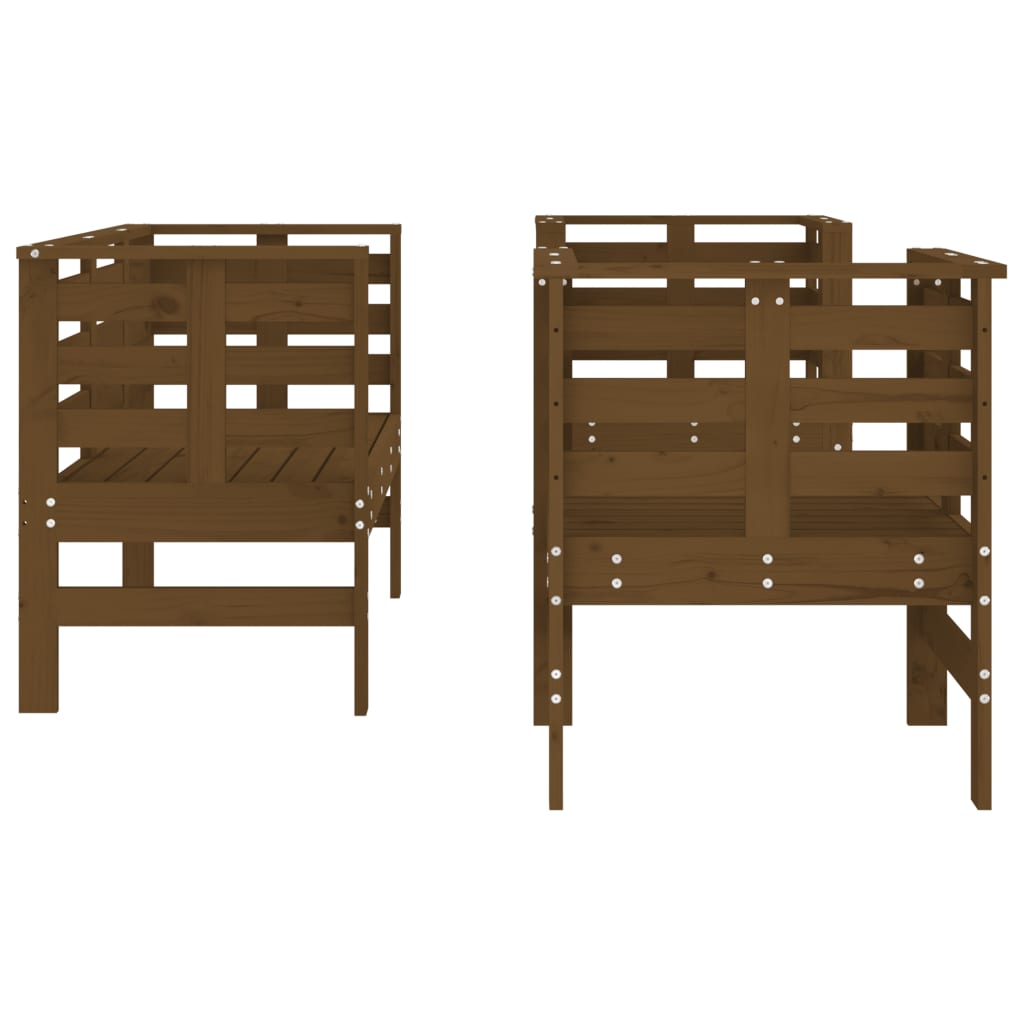 Juego de muebles jardín 3 pzas madera maciza pino marrón miel