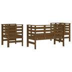 Juego de muebles jardín 3 pzas madera maciza pino marrón miel