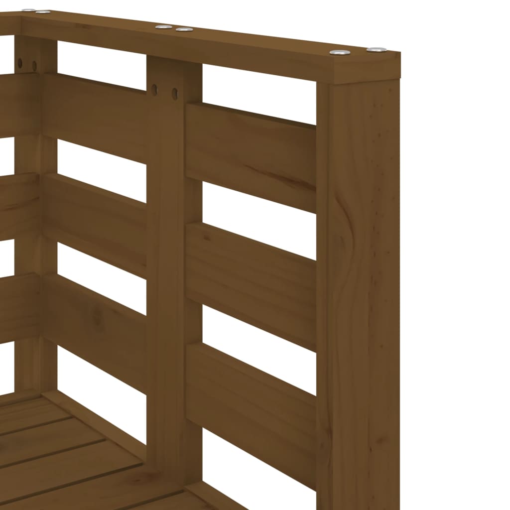 Juego de muebles jardín 3 pzas madera maciza pino marrón miel