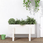 Jardinera con estante de madera maciza de pino 111,5x54x81 cm