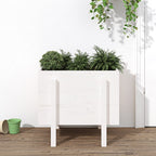 Jardinera con estante de madera maciza de pino 111,5x54x81 cm