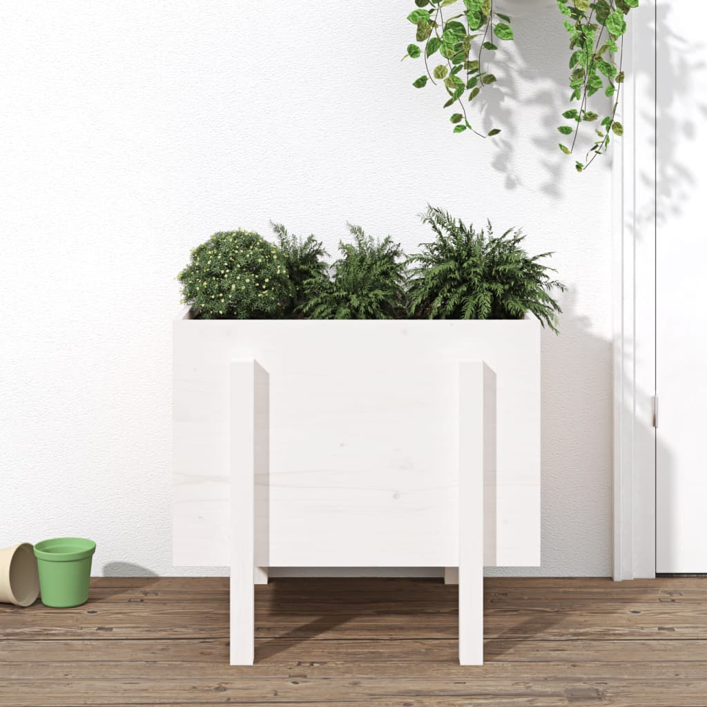 Jardinera con estante de madera maciza de pino 111,5x54x81 cm