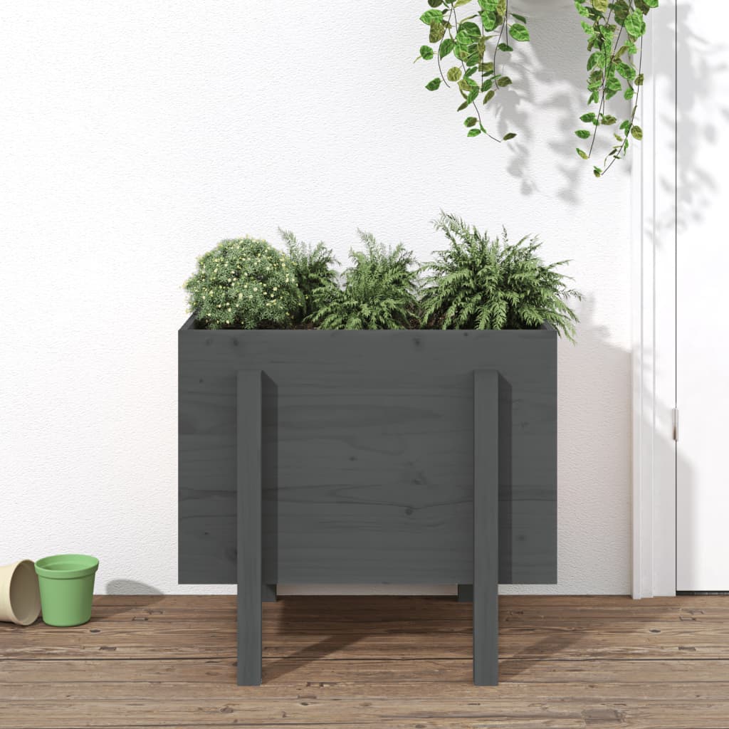 Jardinera con estante de madera maciza de pino 111,5x54x81 cm