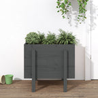 Jardinera con estante de madera maciza de pino 111,5x54x81 cm