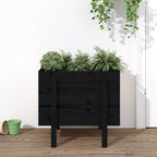 Jardinera con estante de madera maciza de pino 111,5x54x81 cm