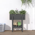 Jardinera con estante de madera maciza de pino 111,5x54x81 cm