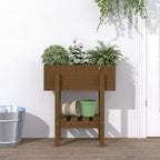 Jardinera con estante de madera maciza de pino 111,5x54x81 cm