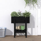 Jardinera con estante de madera maciza de pino 111,5x54x81 cm