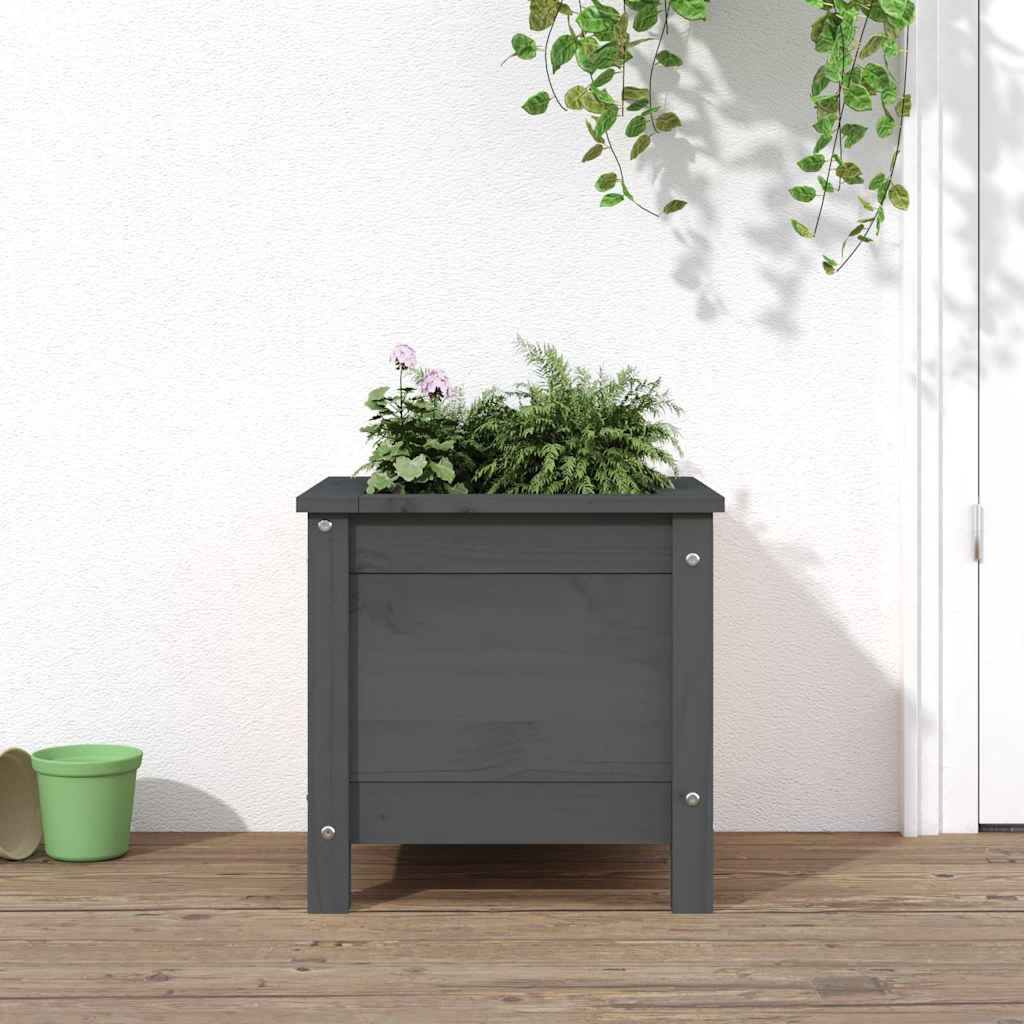Jardinera con estante de madera maciza de pino 111,5x54x81 cm