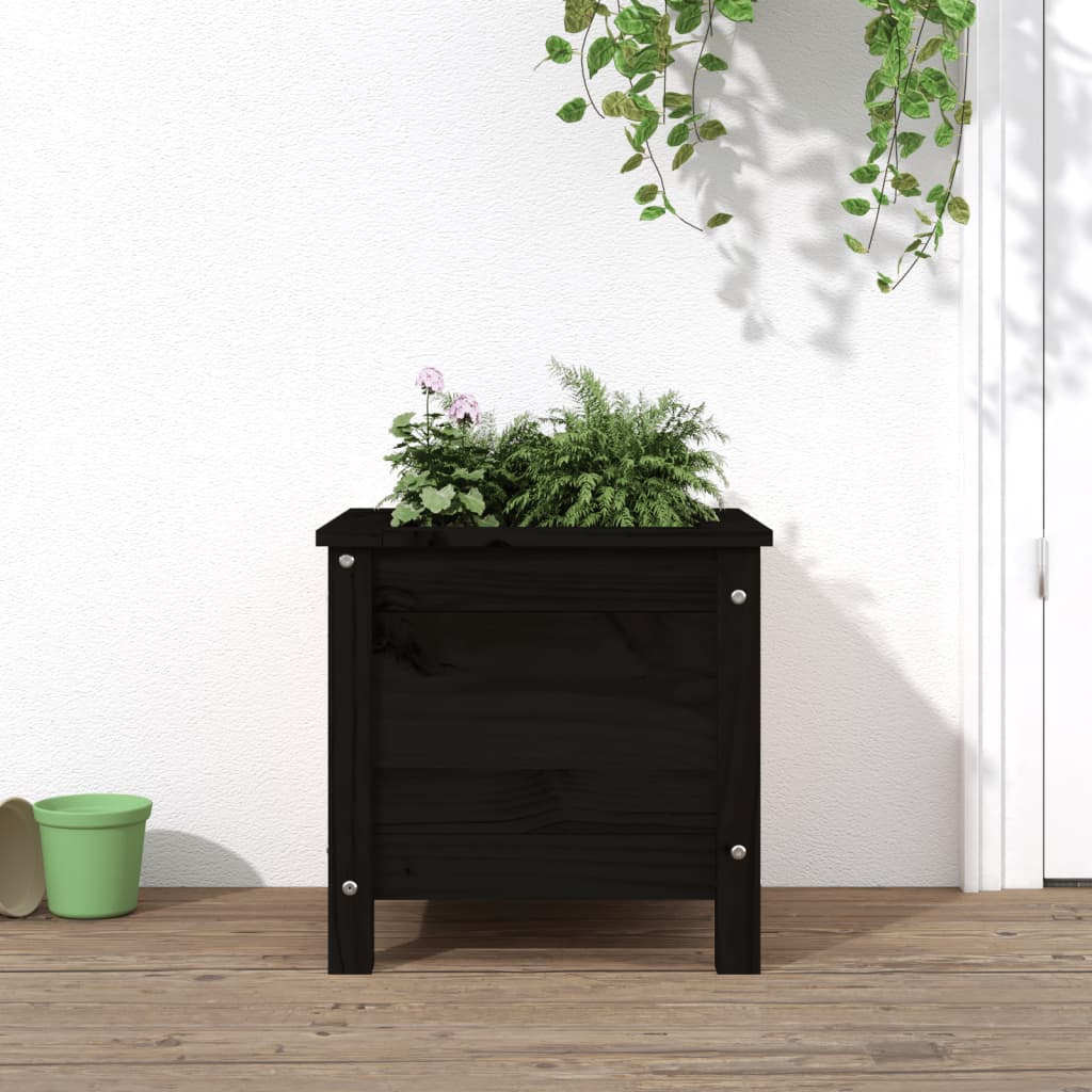Jardinera con estante de madera maciza de pino 111,5x54x81 cm