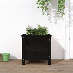 Jardinera con estante de madera maciza de pino 111,5x54x81 cm