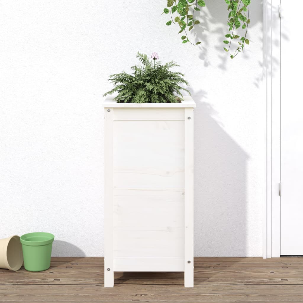 Jardinera con estante de madera maciza de pino 111,5x54x81 cm