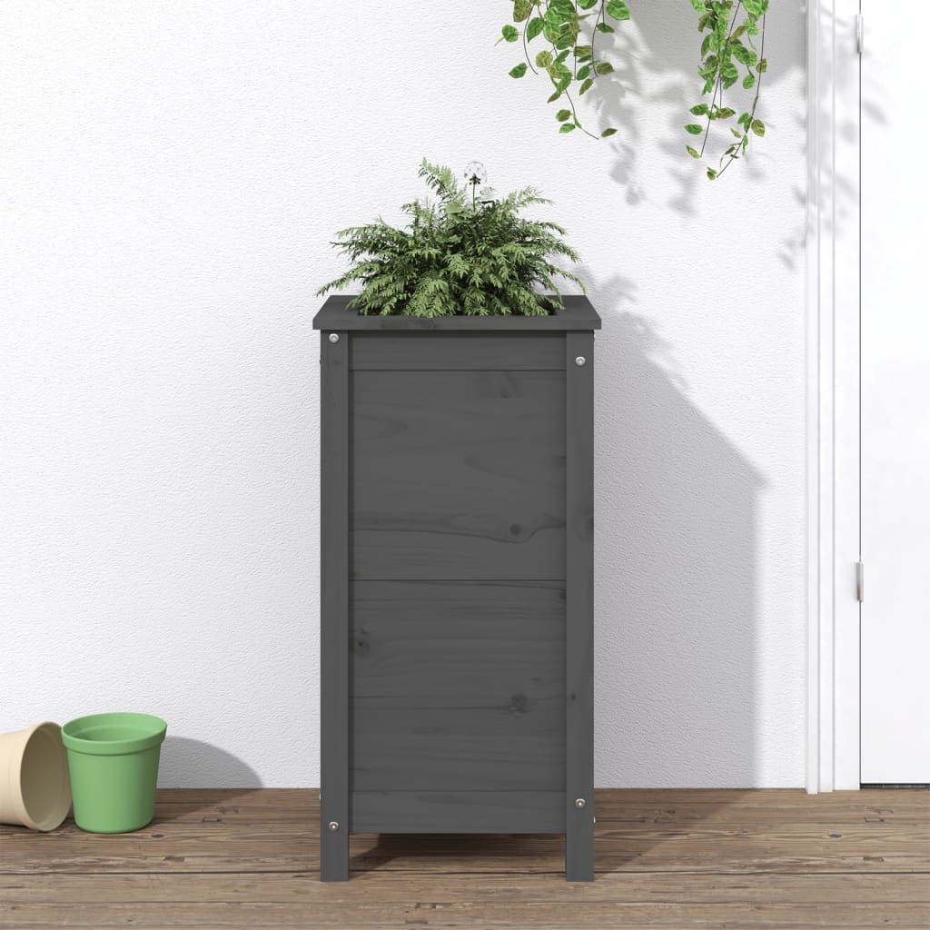 Jardinera con estante de madera maciza de pino 111,5x54x81 cm