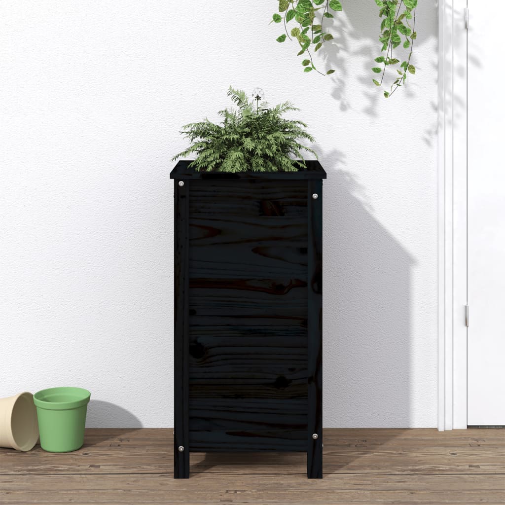 Jardinera con estante de madera maciza de pino 111,5x54x81 cm
