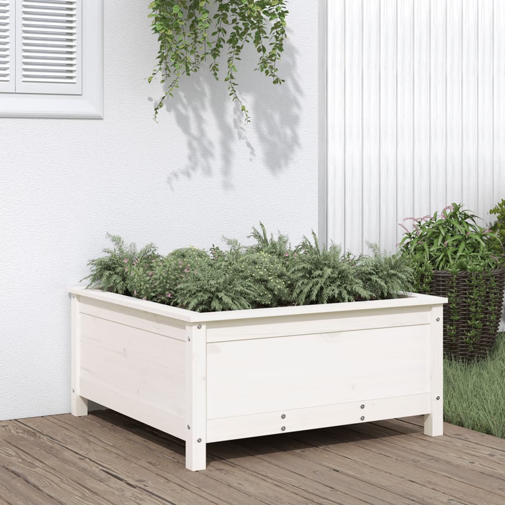 Jardinera con estante de madera maciza de pino 111,5x54x81 cm
