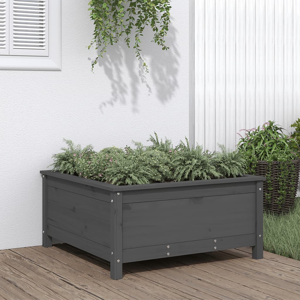 Jardinera con estante de madera maciza de pino 111,5x54x81 cm