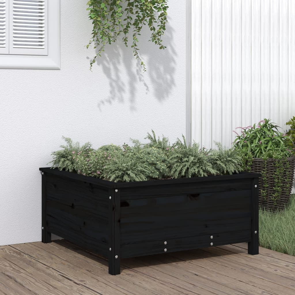 Jardinera con estante de madera maciza de pino 111,5x54x81 cm