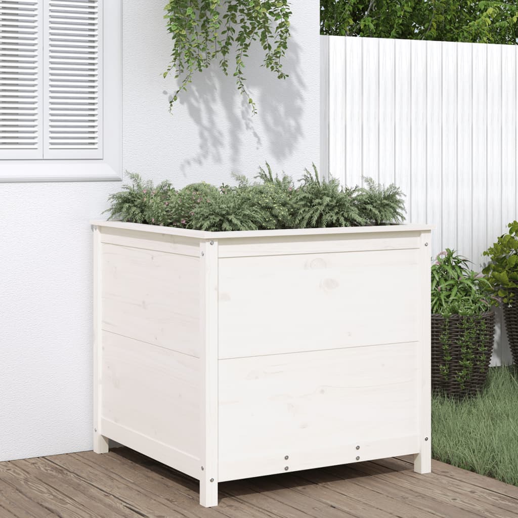 Jardinera con estante de madera maciza de pino 111,5x54x81 cm