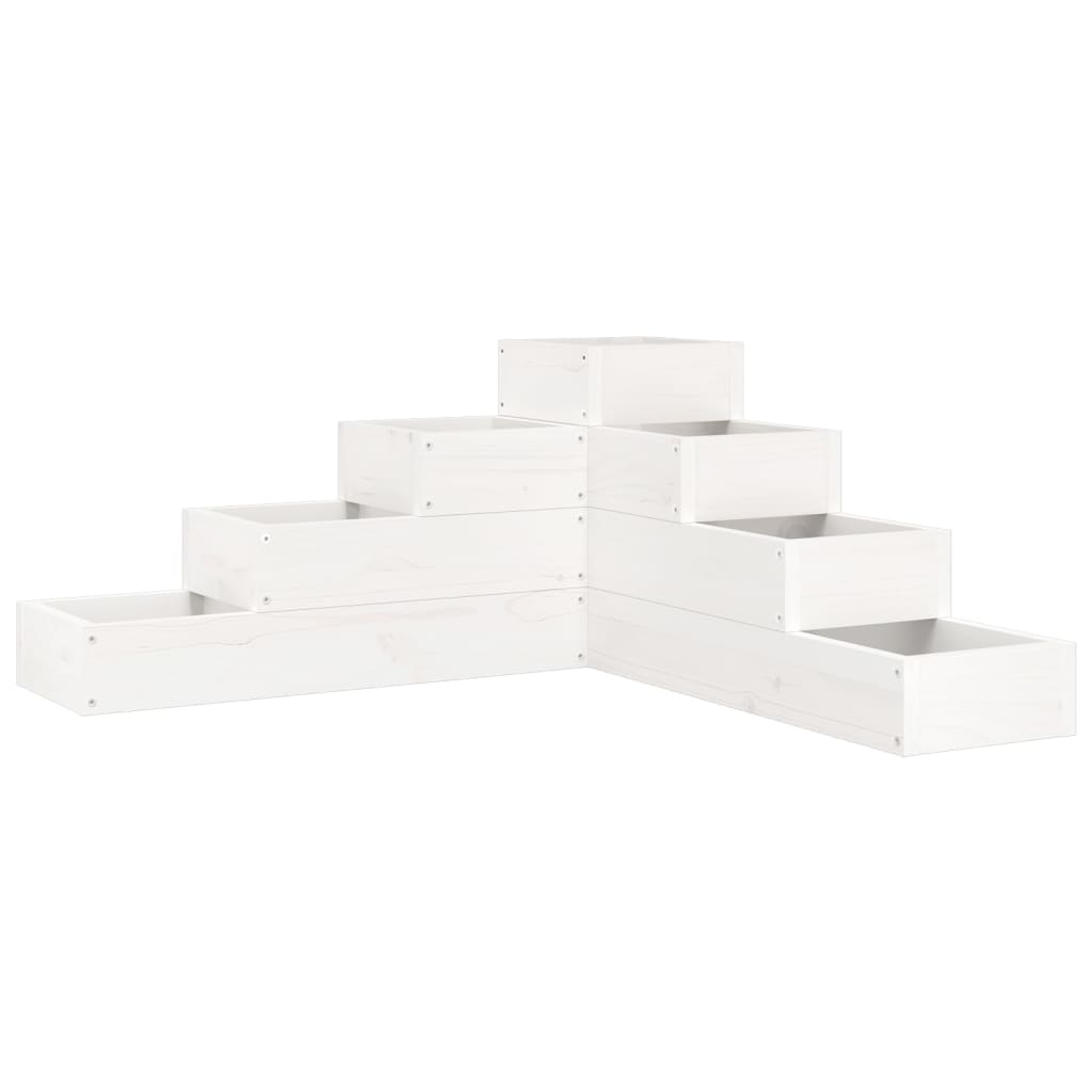 Jardinera 4 niveles madera maciza de pino blanca 80,5x79x36 cm