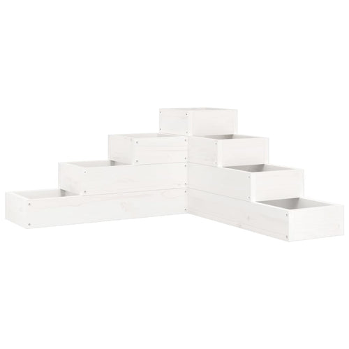 Jardinera 4 niveles madera maciza de pino blanca 80,5x79x36 cm