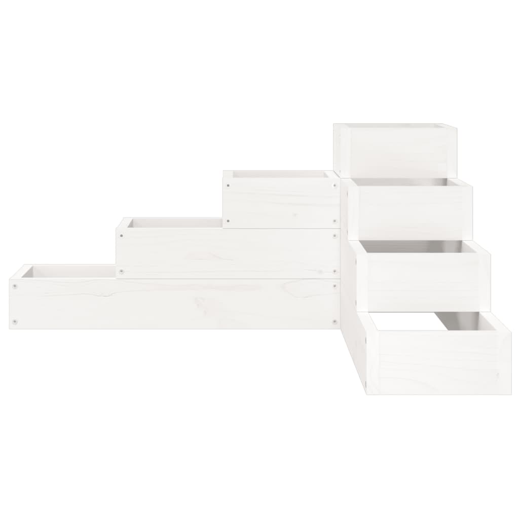 Jardinera 4 niveles madera maciza de pino blanca 80,5x79x36 cm