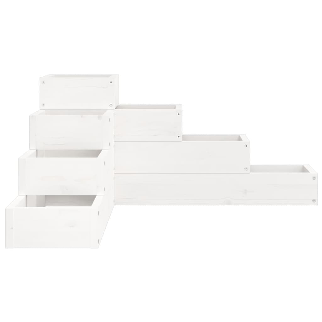 Jardinera 4 niveles madera maciza de pino blanca 80,5x79x36 cm
