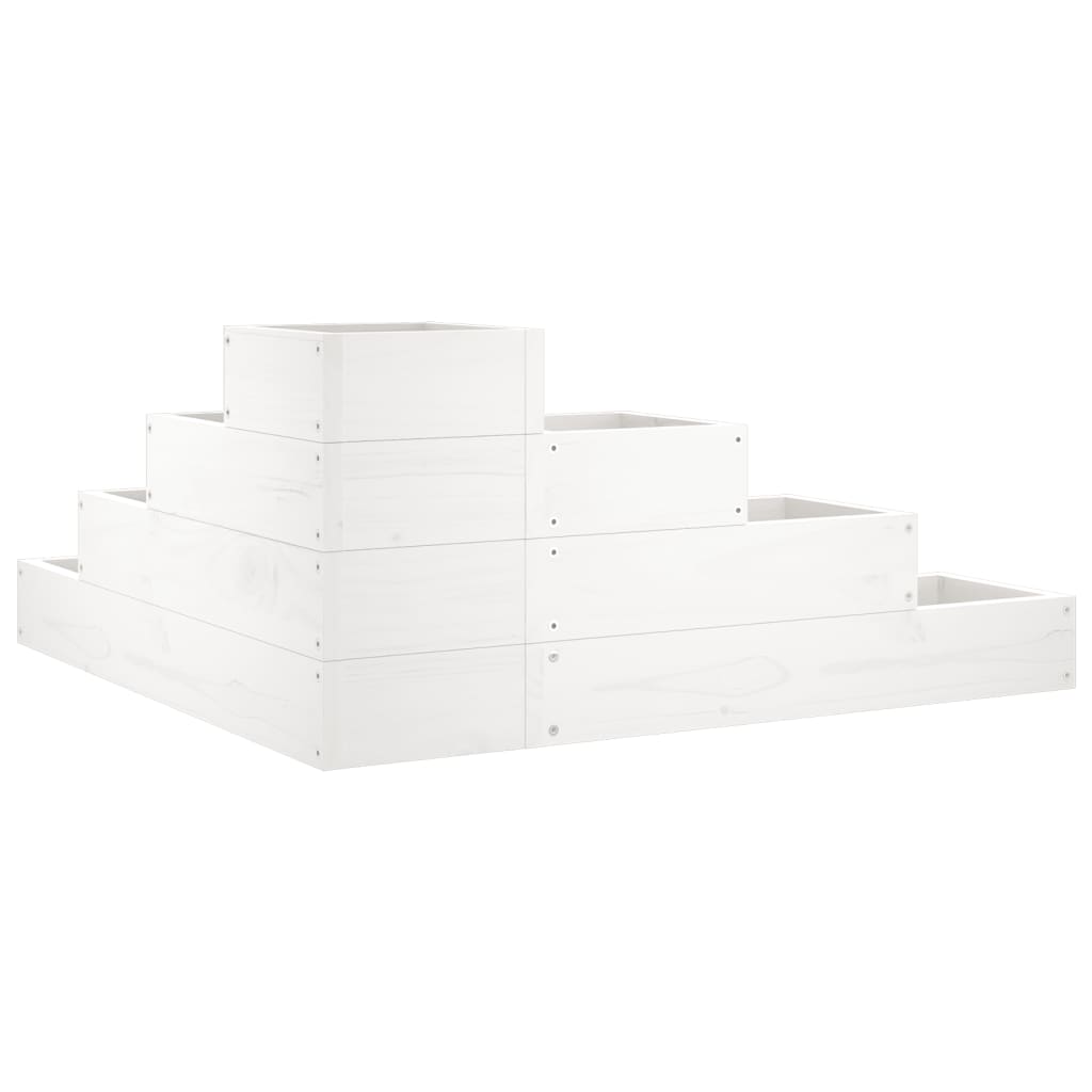 Jardinera 4 niveles madera maciza de pino blanca 80,5x79x36 cm