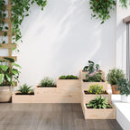 Jardinera de jardín de 4 niveles, 106 x 104,5 x 36 cm, madera maciza de pino