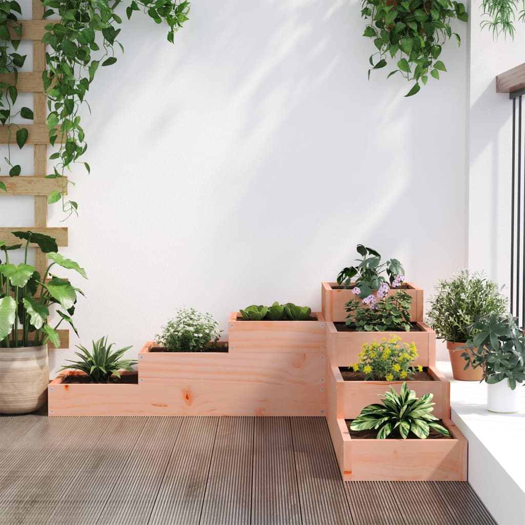 Jardinera de jardín de 4 niveles, 106 x 104,5 x 36 cm, madera maciza Douglas