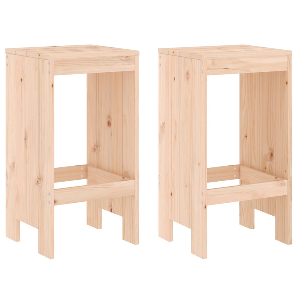 Taburetes altos de cocina 2 uds madera maciza pino 40x36x75 cm