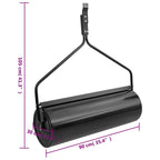 Rodillo para césped de jardín, empujable, negro, 63 l, hierro