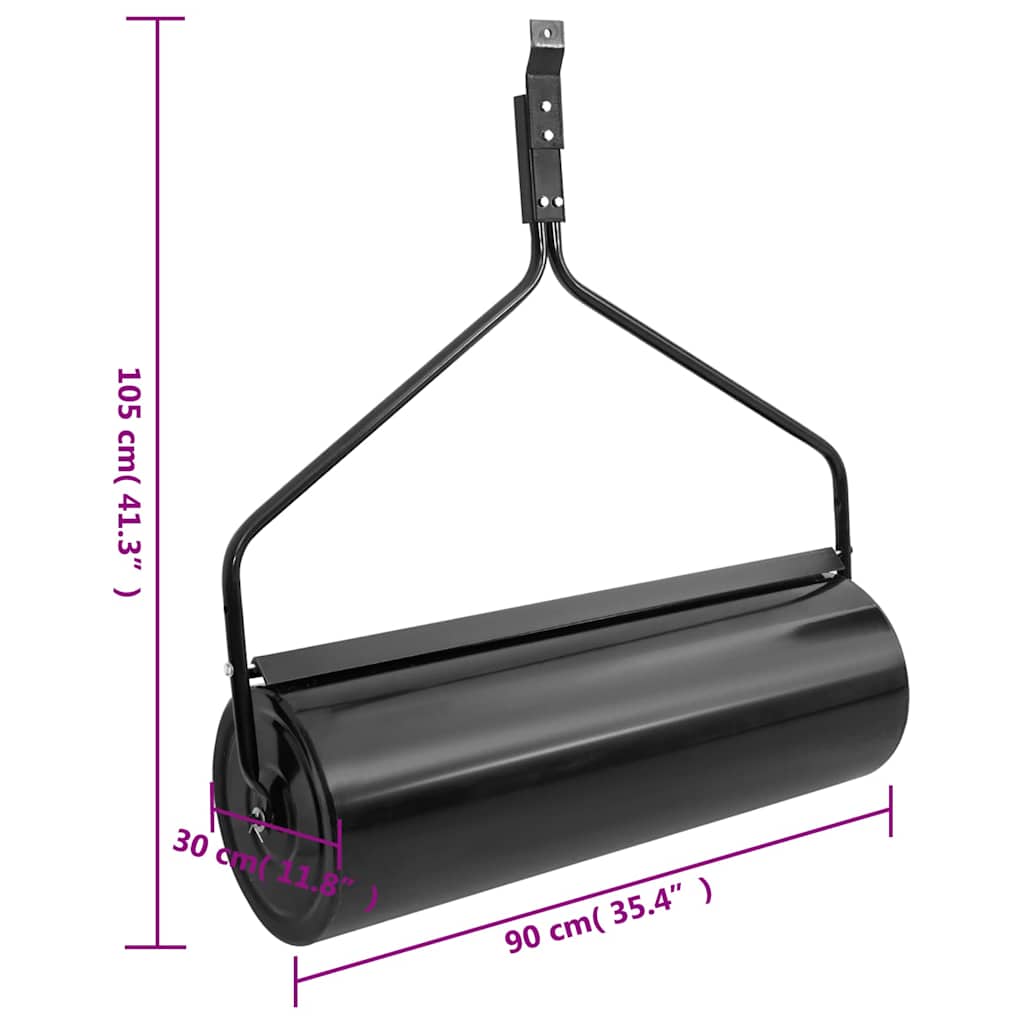 Rodillo para césped de jardín, empujable, negro, 63 l, hierro