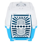 Transportín de mascota blanco azul polipropileno 48x31,5x33 cm