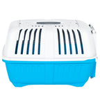 Transportín de mascota blanco azul polipropileno 48x31,5x33 cm