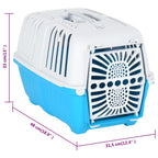 Transportín de mascota blanco azul polipropileno 48x31,5x33 cm