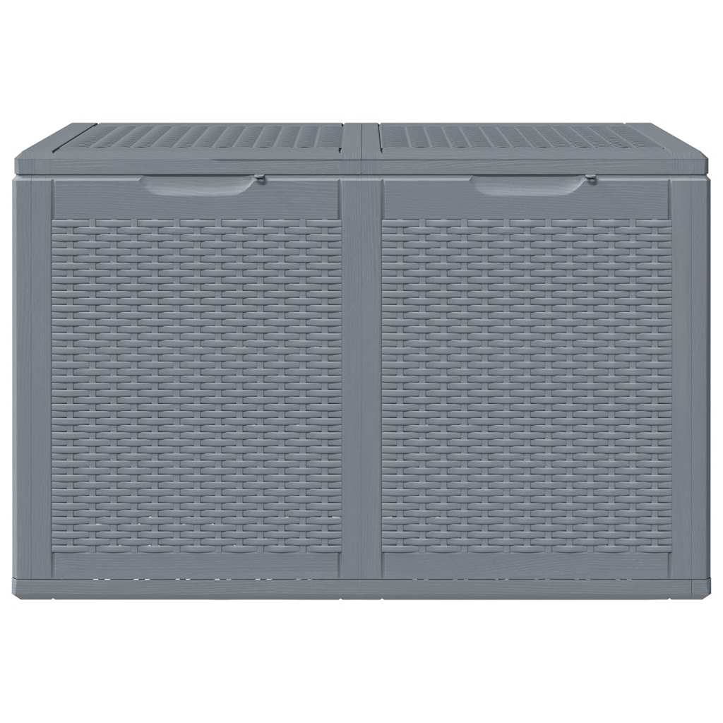Caja de almacenaje para jardín PP aspecto de ratán gris 180 L